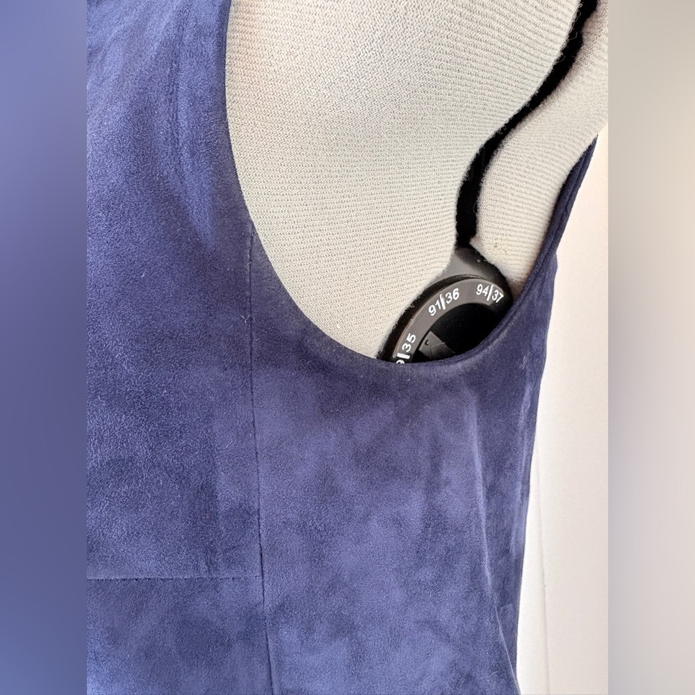 Balenciaga Navy Blue Suede Leather Shift Dress - Picture 5 of 14
